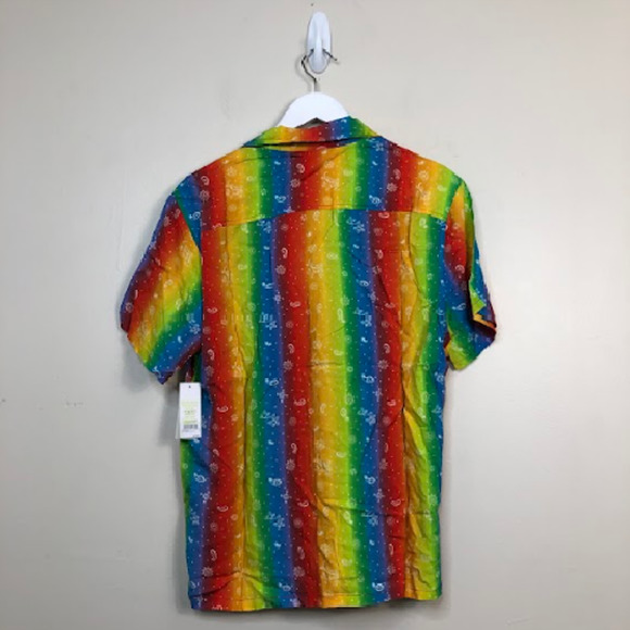 BP Women's Be Proud Camp Stripe Short Sleeve Button-Down Shirts Multi S, $49 NWT - Picture 3 of 3